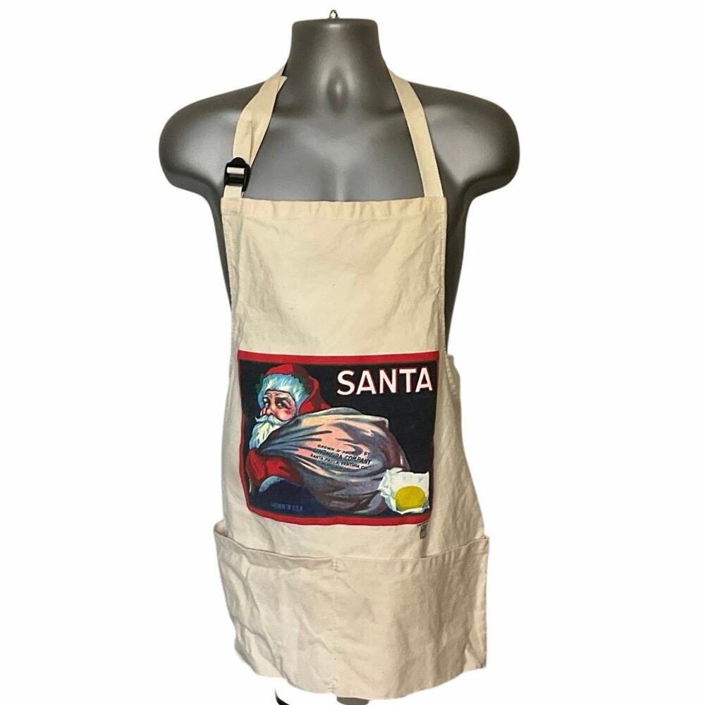 Vintage Great Grapes Seattle Santa Apron Christmas Citrus Crate Label Cotton USA
